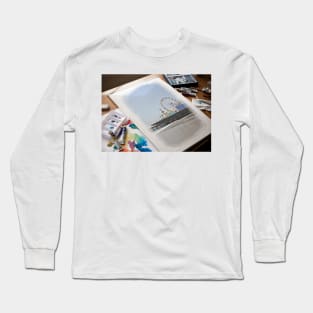 Santa Monica Pier Aquarelle Watercolor Painting Long Sleeve T-Shirt